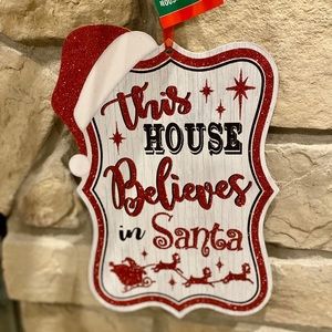 NWT Christmas Decoration Hanging Wooden Sign Door